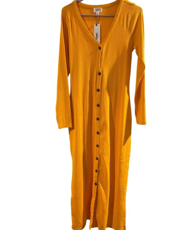 The Drop Other - NWT The Drop Ribbed Button Front Midi Dress | Carrot Orange | Size L